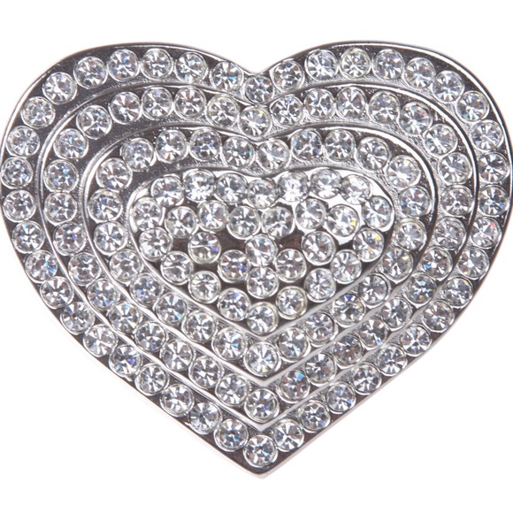 Source Unknown Jewelry - NWOT Silver Rhinestone Heart Belt Buckle